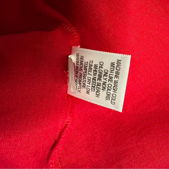 Dana Buchman linen blend red sleeveless top Size L Button down with embroidery - Picture 9 of 9